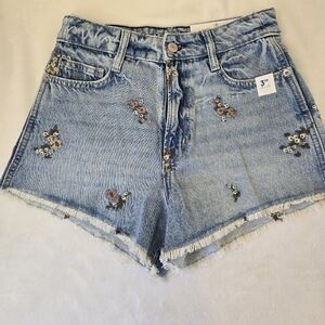 Arizona Jean Company Light Blue Embroidered Denim Shorts